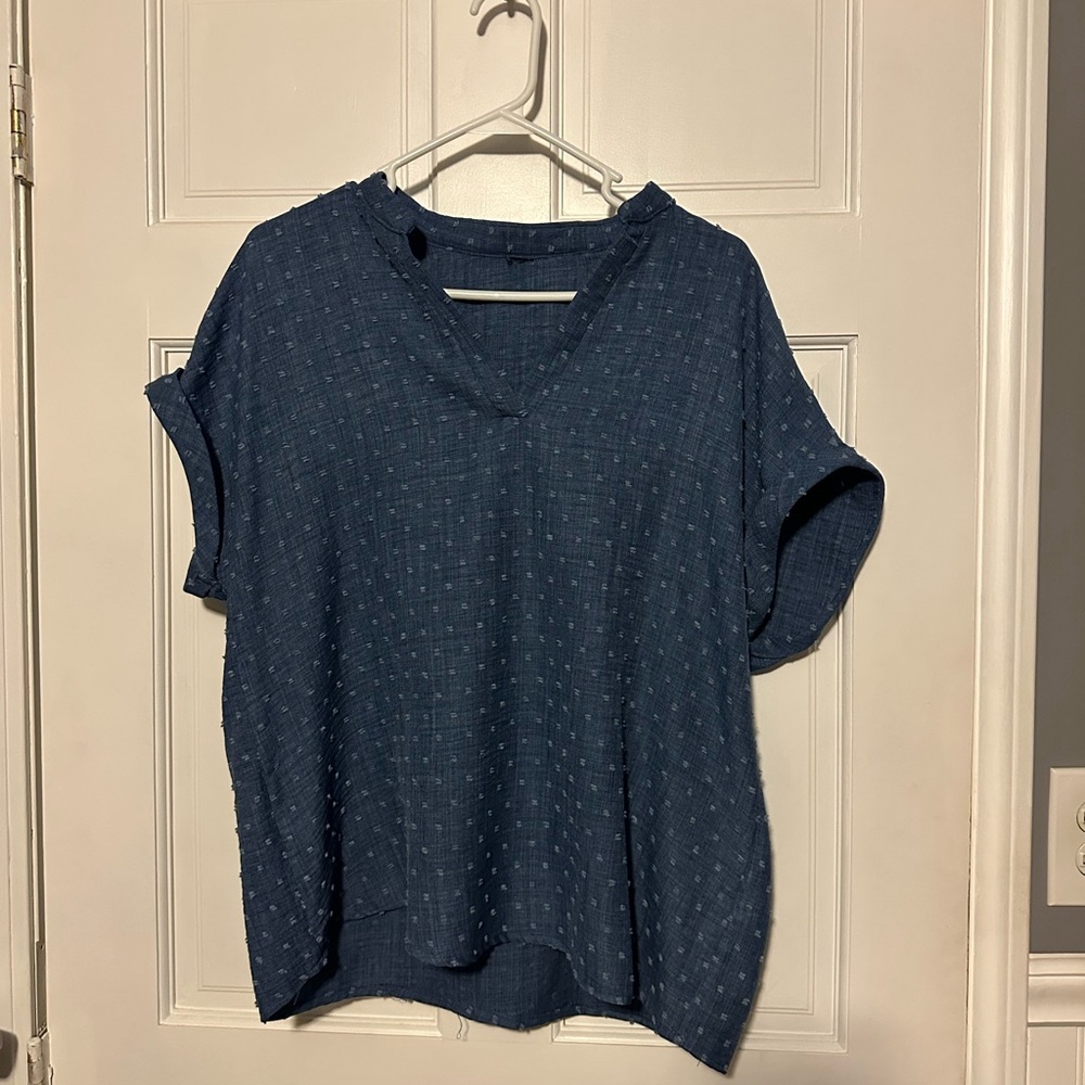 Source Unknown Deep Blue Textured Blouse